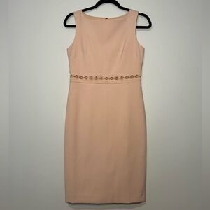 Ann Taylor Blush Midi Dress with Lace Embroidered Waist NWT